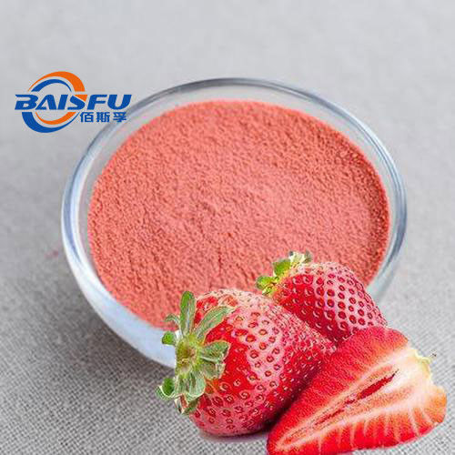 Baisfu Top Quality Light Red Powder Pure Natural Organic Strawberry Freeze Dried Powder 100% pass 80 mesh for Solid beverages and baked goods