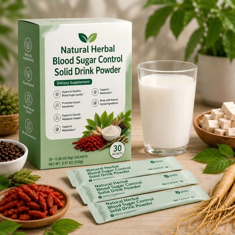 Baisfu Natural Herbal Blood Sugar Control Solid Drink Powder Mulberry Leaf Kudzu Root Ginseng Goji Berry Cassia Seed for Healthy Glucose Support